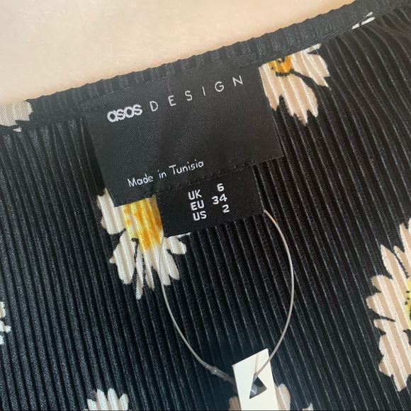 ASOS Design V Neck Long Sleeve Floral Daisy Midi Dress - Picture 10 of 11